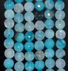 8MM Light Blue Dragon Vein Agate Gemstone Faceted Round Loose Beads 14.5 inch Full Strand (80002846-A56)