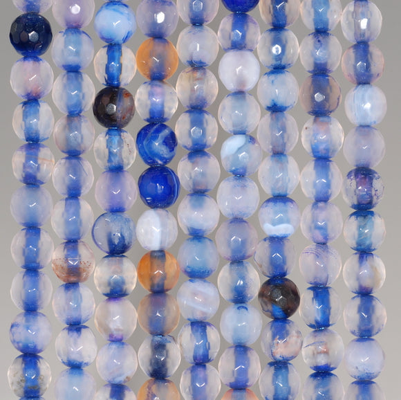 6MM Light Blue Agate Gemstone Faceted Round Loose Beads 14.5 inch Full Strand (80002853-A51)