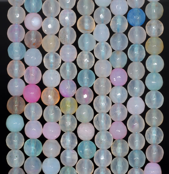 6MM Party Mix Agate Gemstone Faceted Round Loose Beads 14.5 inch Full Strand (80002858-A51)