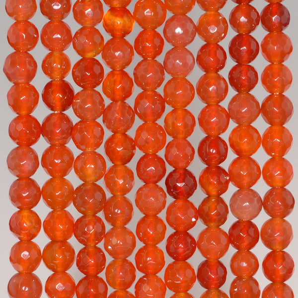 6MM Carnelian Red Agate Gemstone Faceted Round Loose Beads 14.5 inch Full Strand (80002861-A51)