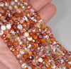 6MM White Orange Red Dragon Vein Agate Gemstone Faceted Round Loose Beads 14.5 inch Full Strand (80002862-A51)