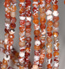 6MM White Orange Red Dragon Vein Agate Gemstone Faceted Round Loose Beads 14.5 inch Full Strand (80002862-A51)