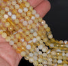 6MM Milky Yellow Agate Gemstone Faceted Round Loose Beads 14.5 inch Full Strand (80002863-A51)