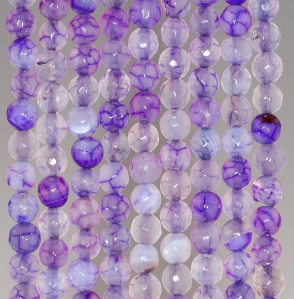 6MM Light Purple Dragon Vein Agate Gemstone Faceted Round Loose Beads 14.5 inch Full Strand (80002867-A51)