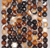 6MM Dark Brown Agate Gemstone Faceted Round Loose Beads 14.5 inch Full Strand (80002872-A53)