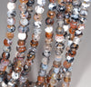 6MM Light Brown Fire Agate Gemstone Faceted Round Loose Beads 14.5 inch Full Strand (80002873-A53)