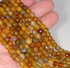 6MM Yellow Brown Dragon Vein Agate Gemstone Faceted Round Loose Beads 14.5 inch Full Strand (80002875-A53)