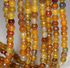 6MM Yellow Brown Dragon Vein Agate Gemstone Faceted Round Loose Beads 14.5 inch Full Strand (80002875-A53)