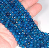 6MM Dark Apatite Blue Agate Gemstone Faceted Round Loose Beads 14.5 inch Full Strand (80002877-A53)