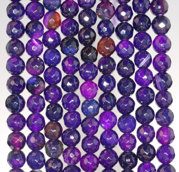 6MM Dark Purple Agate Gemstone Faceted Round Loose Beads 14.5 inch Full Strand (80002879-A53)