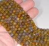 6MM Yellow Brown Dragon Vein Agate Gemstone Faceted Round Loose Beads 14.5 inch Full Strand (80002885-A53)