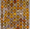 6MM Yellow Brown Dragon Vein Agate Gemstone Faceted Round Loose Beads 14.5 inch Full Strand (80002885-A53)