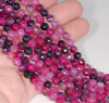 6MM Dark Pink Dragon Vein Agate Gemstone Faceted Round Loose Beads 14.5 inch Full Strand (80002895-A53)