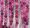 6MM Dark Pink Dragon Vein Agate Gemstone Faceted Round Loose Beads 14.5 inch Full Strand (80002895-A53)