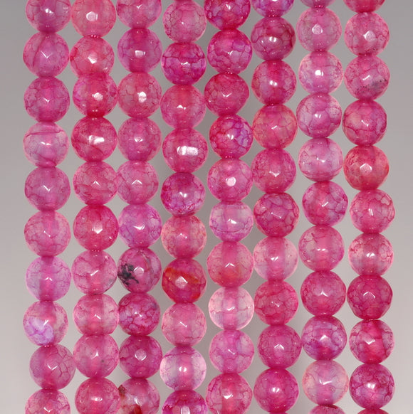 6MM Pink Dragon Vein Agate Gemstone Faceted Round Loose Beads 14.5 inch Full Strand (80002896-A53)