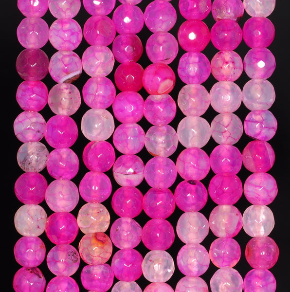 6MM Sugar Pink Dragon Vein Agate Gemstone Faceted Round Loose Beads 14.5 inch Full Strand (80002899-A53)