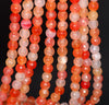 6MM Orange Peach Dragon Vein Agate Gemstone Faceted Round Loose Beads 14.5 inch Full Strand (80002901-A53)