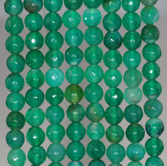 6MM Green Agate Gemstone Faceted Round Loose Beads 14.5 inch Full Strand (80002902-A52)