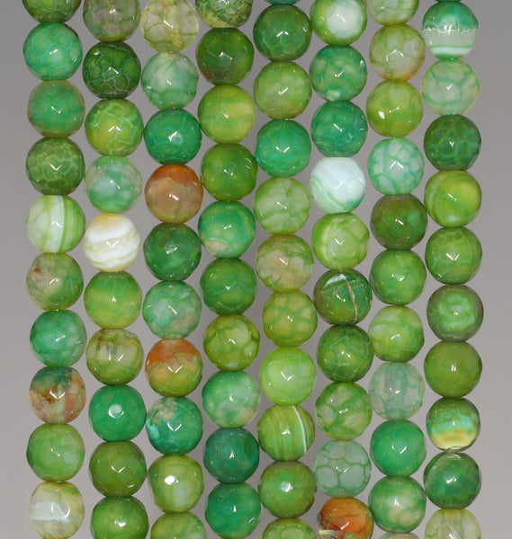 6MM Grass Green Dragon Vein Agate Gemstone Faceted Round Loose Beads 14.5 inch Full Strand (80002903-A52)