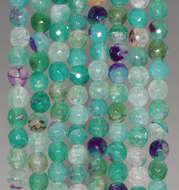 6MM Light Green Dragon Vein Agate Gemstone Faceted Round Loose Beads 14.5 inch Full Strand (80002904-A52)