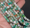 6MM Green White Fire Agate Gemstone Faceted Round Loose Beads 14.5 inch Full Strand (80002905-A52)