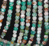 6MM Green White Fire Agate Gemstone Faceted Round Loose Beads 14.5 inch Full Strand (80002905-A52)