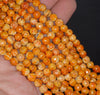 6MM Dark Orange Fire Agate Gemstone Faceted Round Loose Beads 14.5 inch Full Strand (80002910-A52)