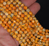 6MM Light Orange Fire Agate Gemstone Faceted Round Loose Beads 14.5 inch Full Strand (80002911-A52)