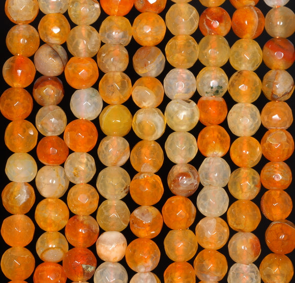 6MM Orange Dragon Vein Agate Gemstone Faceted Round Loose Beads 14.5 inch Full Strand (80002912-A52)