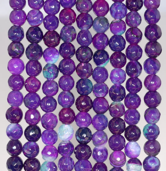 6MM Dark Purple Agate Gemstone Faceted Round Loose Beads 14.5 inch Full Strand (80002913-A52)