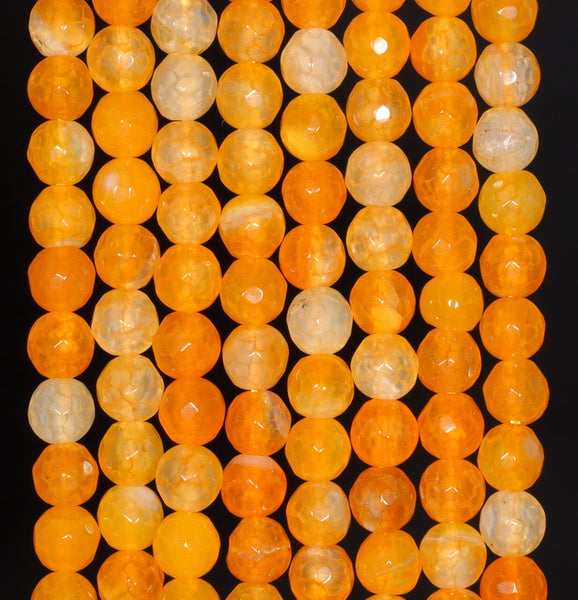 6MM Orange Dragon Vein Agate Gemstone Faceted Round Loose Beads 14.5 inch Full Strand (80002915-A52)