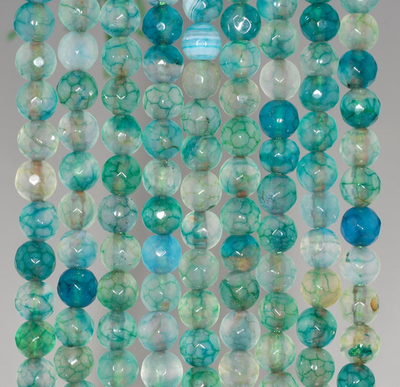 6MM Green Dragon Vein Agate Gemstone Faceted Round Loose Beads 14.5 inch Full Strand (80002917-A52)