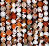 6MM Orange Red Fire Agate Gemstone Faceted Round Loose Beads 14.5 inch Full Strand (80002919-A52)