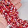 6MM Red Pink Agate Gemstone Faceted Round Loose Beads 14.5 inch Full Strand (80002921-A52)