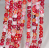 6MM Red Pink Agate Gemstone Faceted Round Loose Beads 14.5 inch Full Strand (80002921-A52)