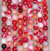 6MM Red Pink Agate Gemstone Faceted Round Loose Beads 14.5 inch Full Strand (80002921-A52)