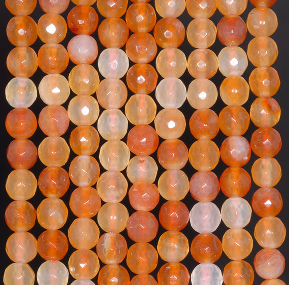 6MM Carnelian Red Agate Gemstone Faceted Round Loose Beads 14.5 inch Full Strand (80002922-A52)