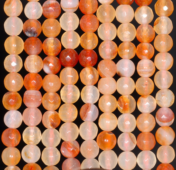 6MM Carnelian Red Agate Gemstone Faceted Round Loose Beads 14.5 inch Full Strand (80002923-A52)