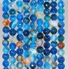 6MM Blue Agate Gemstone Faceted Round Loose Beads 14.5 inch Full Strand (80002929-A52)