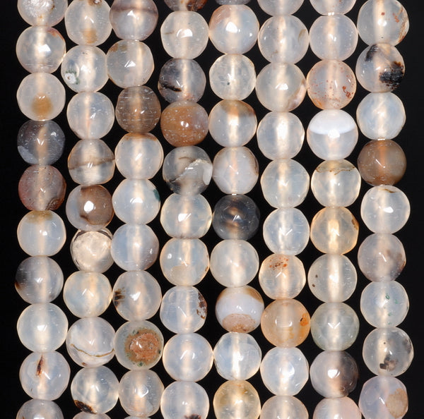 6MM Milky Brown Agate Gemstone Faceted Round Loose Beads 14.5 inch Full Strand (80002933-A52)