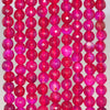 6MM Dark Pink Agate Gemstone Faceted Round Loose Beads 14.5 inch Full Strand (80002934-A52)