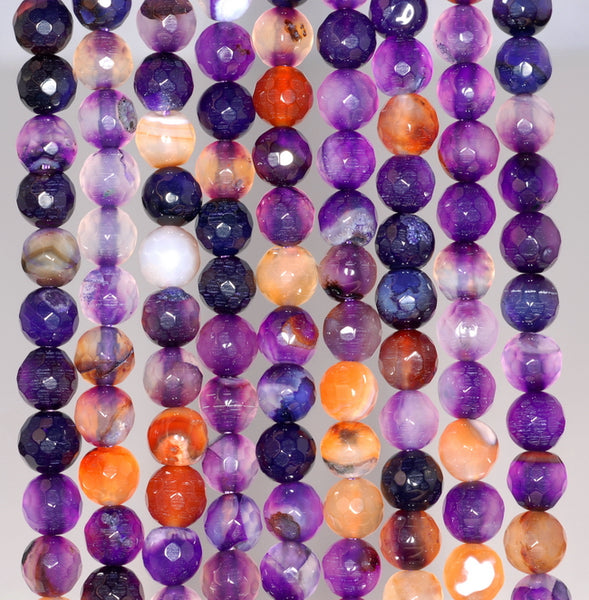 6MM Purple Agate Gemstone Faceted Round Loose Beads 14.5 inch Full Strand (80002935-A52)