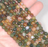 6MM Green Brown Agate Gemstone Faceted Round Loose Beads 14.5 inch Full Strand (80002940-A50)