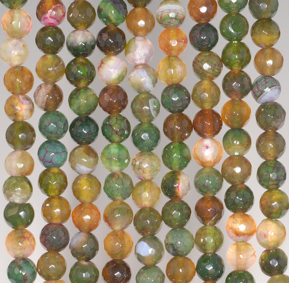 6MM Green Brown Agate Gemstone Faceted Round Loose Beads 14.5 inch Full Strand (80002940-A50)