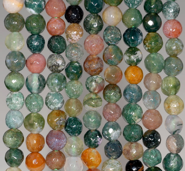 6MM Indian Agate Gemstone Faceted Round Loose Beads 14.5 inch Full Strand (80002943-A50)