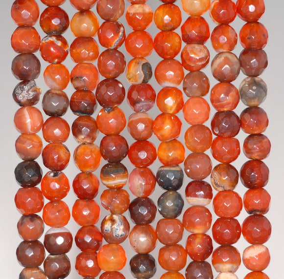 6MM Dark Red Agate Gemstone Faceted Round Loose Beads 14.5 inch Full Strand (80002944-A50)