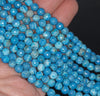 6MM Turquoise Blue Fire Agate Gemstone Faceted Round Loose Beads 14.5 inch Full Strand (80002947-A50)