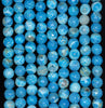 6MM Turquoise Blue Fire Agate Gemstone Faceted Round Loose Beads 14.5 inch Full Strand (80002947-A50)