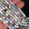 6MM White Green Fire Agate Gemstone Faceted Round Loose Beads 14.5 inch Full Strand (80002949-A50)