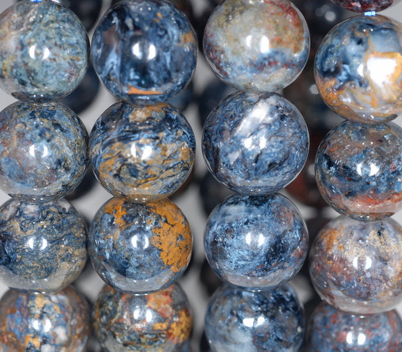 13MM Blue Pietersite Gemstone Grade A Round Loose Beads 8 inch Half Strand (80003180-A82)